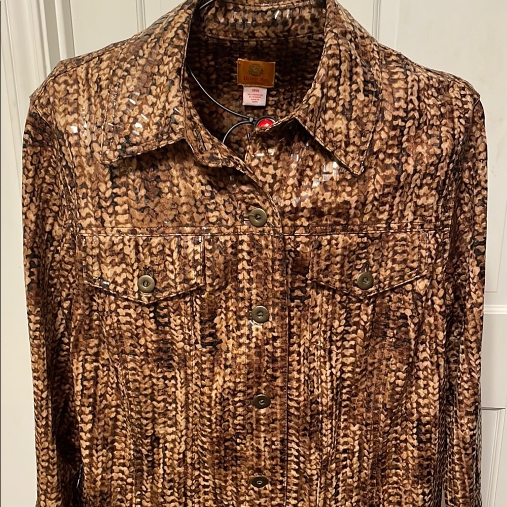 🚗🚗🚗BOGOHO🚗🚗🚗Ruby Rd. Textured Brown Button-Up Jacket—18W - Picture 3 of 9